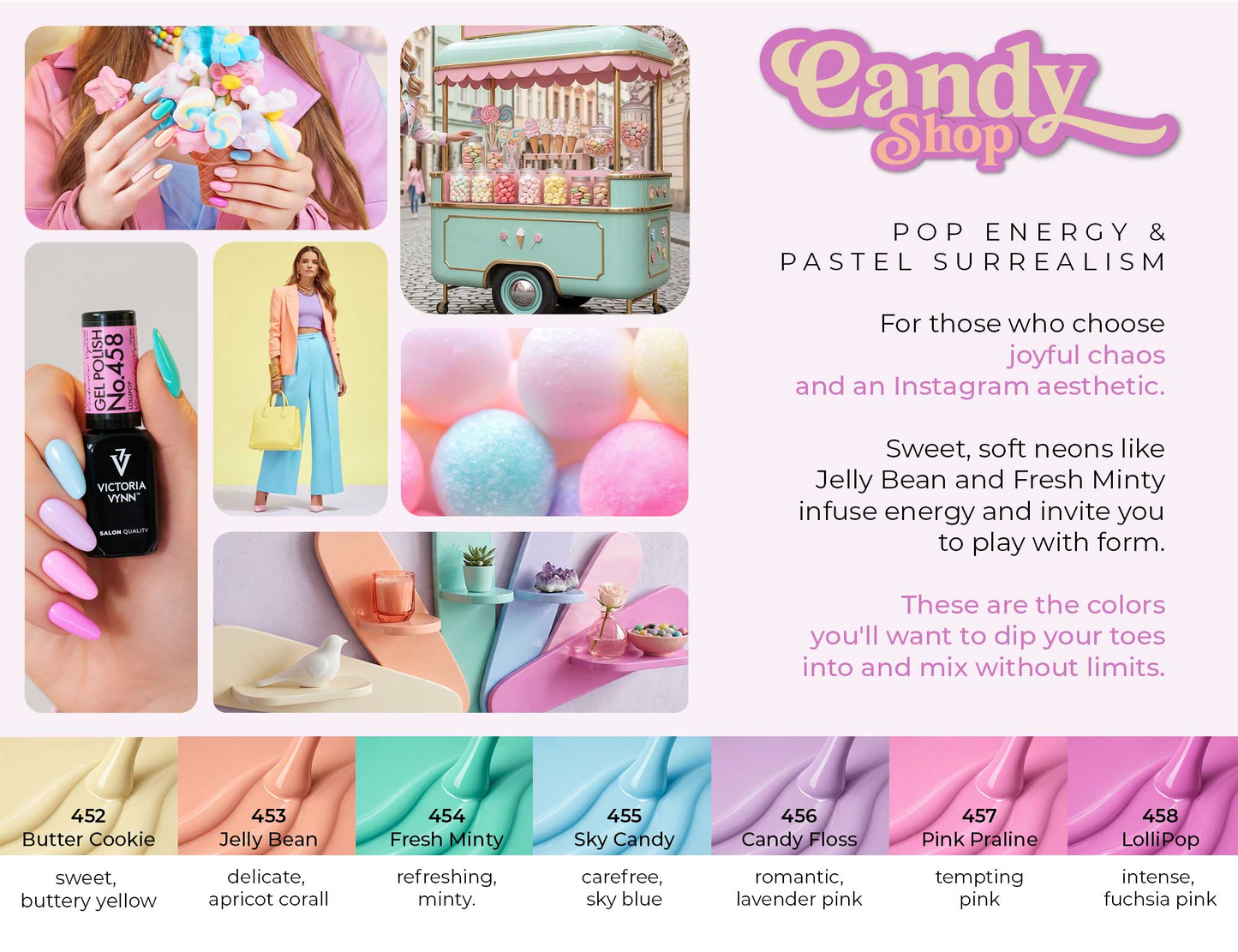 Victoria Vynn Salon Gellak Candy Shop | NIEUW | 7 kleuren + GRATIS Top it No Wipe in een prachtige 8-pack! - Laagste Prijs Garantie + GRATIS USB LED Lamp!