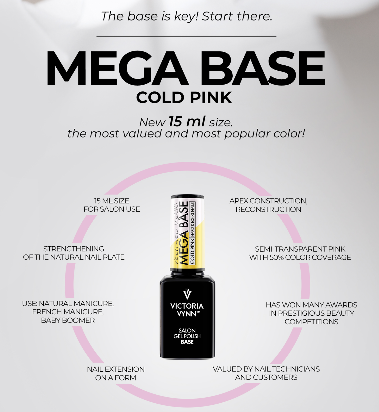 Victoria Vynn Rubber Base - Mega Base Shimmer Peach 8ml - Laagste Prijs Garantie