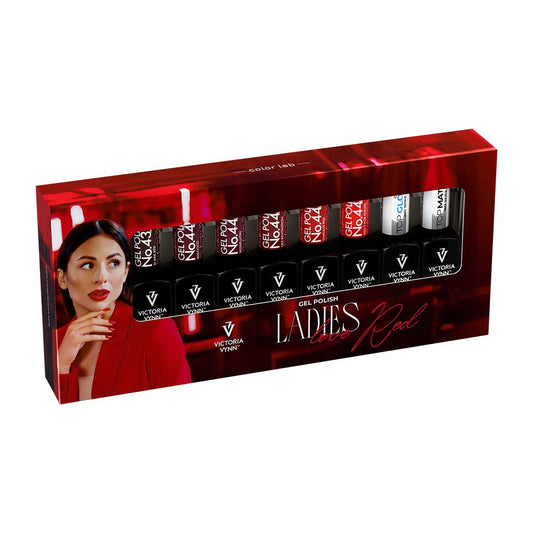 Victoria Vynn Salon Gellak 8-pack Ladies Love Red 439-444 + TOP OH! My Gloss & Top Matte