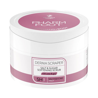 Pharm Foot Derma Scraper | Verzachtende zout-suiker peeling met Ureum en gojibessenextract | 200 gram